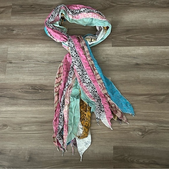ALEXA’S ANGELS Silk Blend Mixed Media Layered Material Long Scarf - Picture 1 of 7